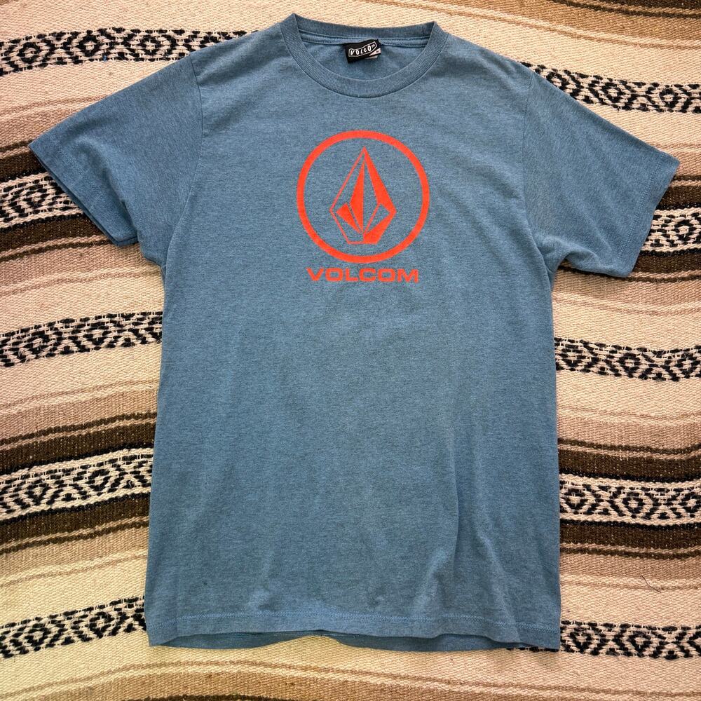 Men's Vintage 2000's Volcom Stone Blue Orange Logo Surfcore Tee Shirt Sz Medium
